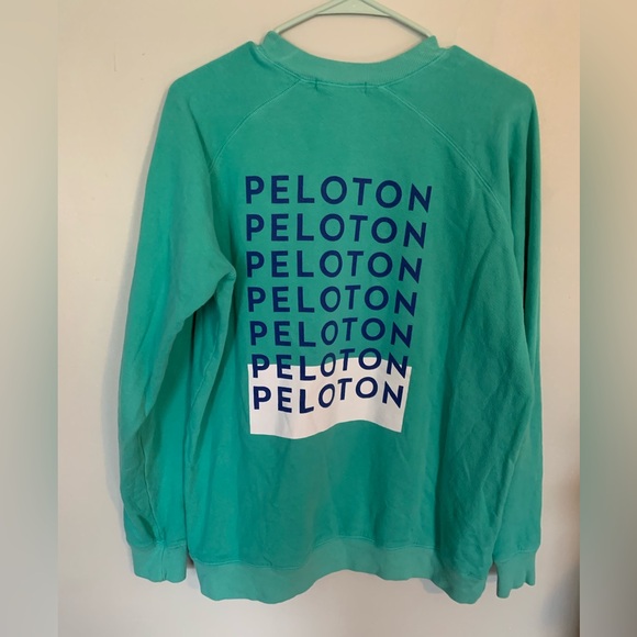 Peloton Men Small Crewneck Sweatshirt Graphic Logo Cycling Mint Green - Picture 3 of 5